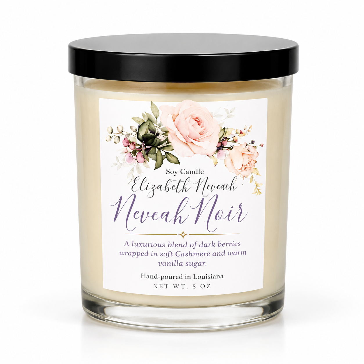 ✨ Neveah Noir Luxury Soy Candle | Dark Berries, Cashmere & Vanilla Sugar | 8.5 oz ✨