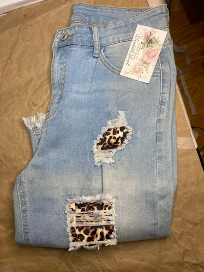 Blue Jean Leopard Shorts