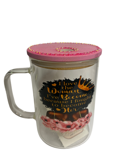 Empowering 16oz Glass Bedazzled Lid