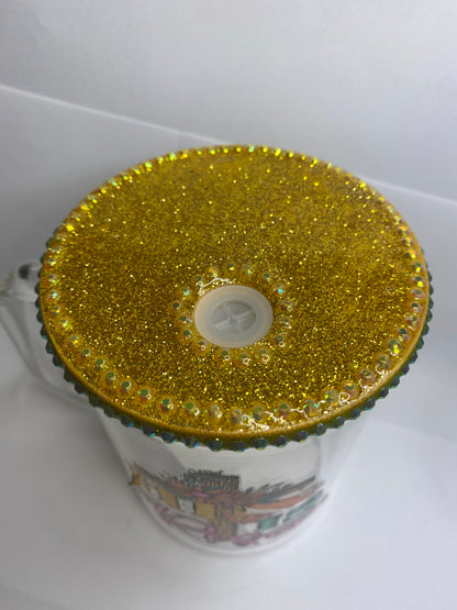 Empowering 16oz Glass Bedazzled Lid