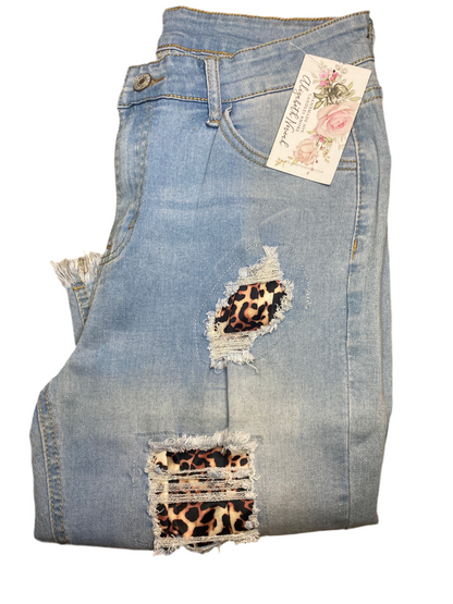 Blue Jean Leopard Shorts