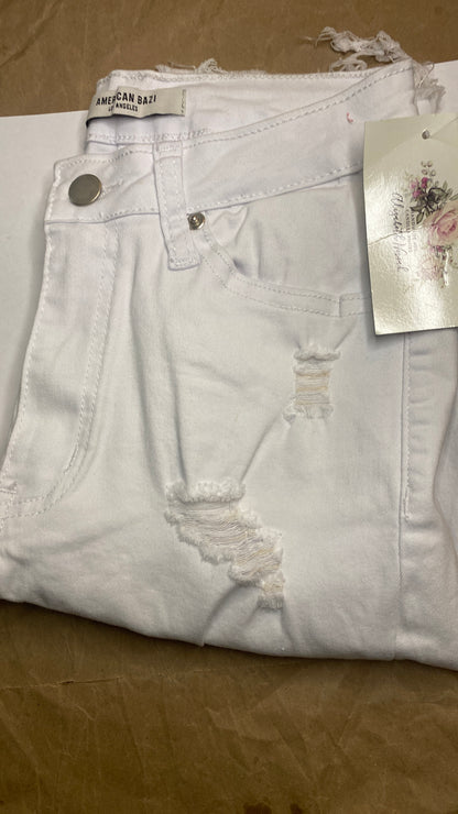 White Hot Distressed Denim Shorts