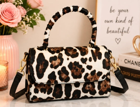 Leopard Chic Top Handle Bag