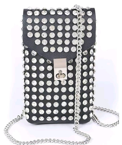 Rhinestone Cellphone Handbag ( Tan or Black)