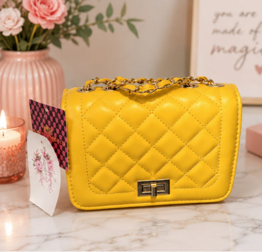 Quilted Chain Crossbody Bag Yellow Sunshine