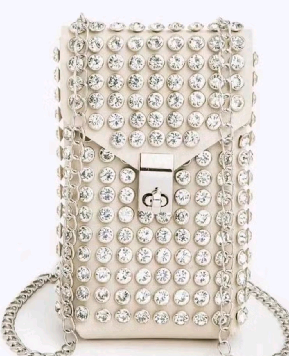 Rhinestone Cellphone Handbag ( Tan or Black)