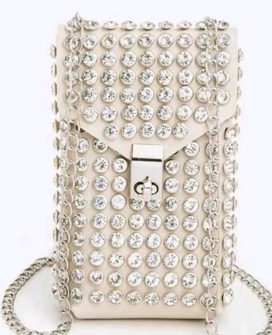 Rhinestone Cellphone Handbag ( Tan or Black)