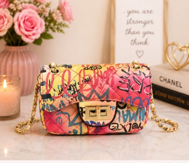 Graffiti Glam Mini Crossbody  Bag