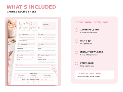 Candle Making Planner Bundle | 4 Printable Sheets