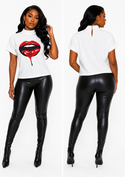 Drip Kiss Mock Neck Top