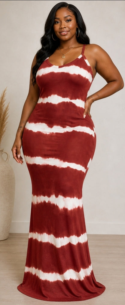 Cream & Coffee/ Cabernet Maxi Dress
