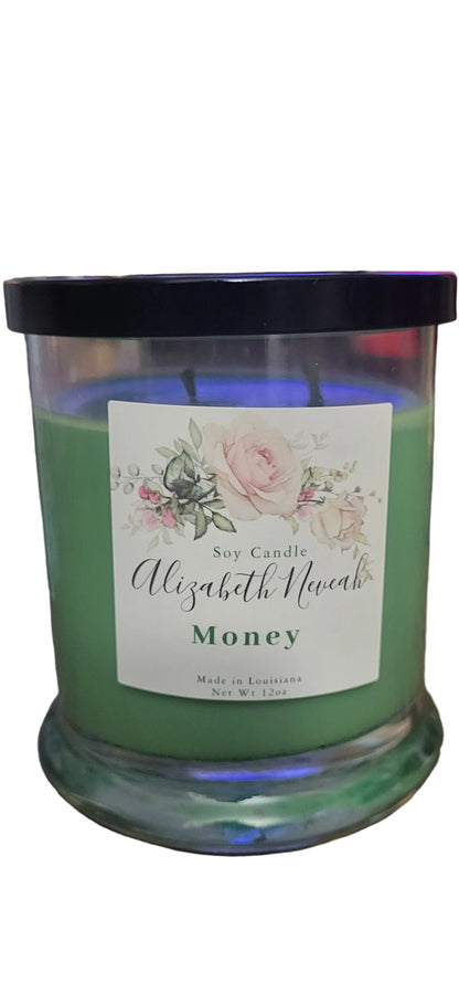 💰 Money Magnet – 12oz Green Money Manifestation Candle with Gold Charm & Prosperity Intention