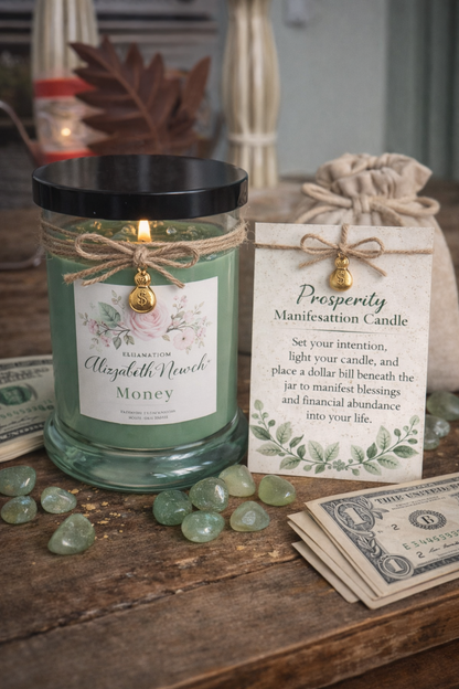 💰 Money Magnet – 12oz Green Money Manifestation Candle with Gold Charm & Prosperity Intention