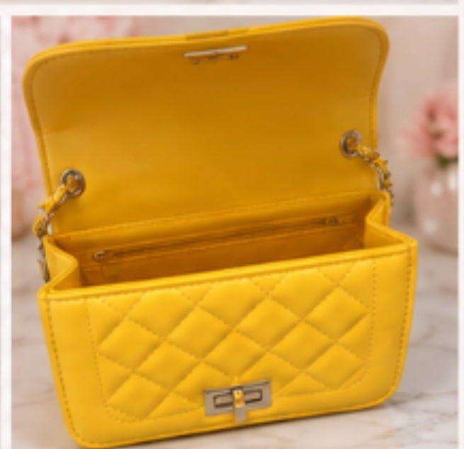 Quilted Chain Crossbody Bag Yellow Sunshine