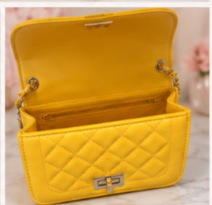 Quilted Chain Crossbody Bag Yellow Sunshine